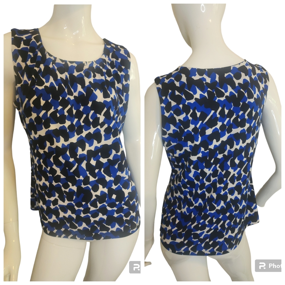 Calvin Klein Stretchy Office Work Capsule Wardrobe Crew Scoop Neck Abstract Tank